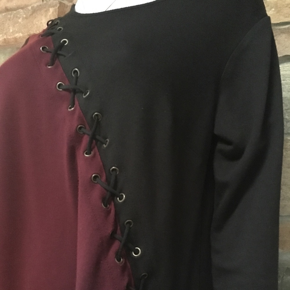 3/4 quarter length sleeve, asymmetrical, top